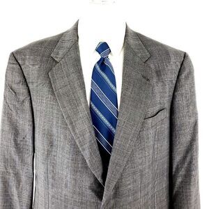 Hart Schaffner Marx Gold Trumpeter Wool 2 Button Blazer 42L Gray Plaid Windowpan